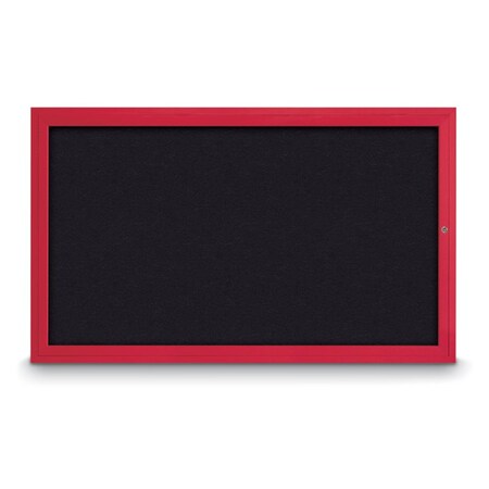 United Visual Products Slim Enclosed Corkboard, 24"x36", Black Alum Frame/Cinnabar UVEB2436-BLACK-CINNABA